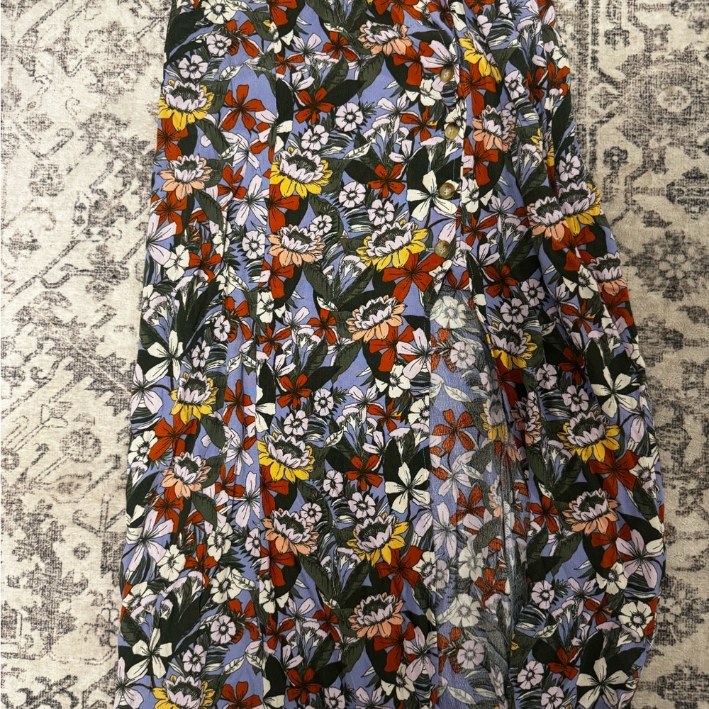 Urban Outfitters Floral Midi Skirt - Blue, Red, Yellow, Green